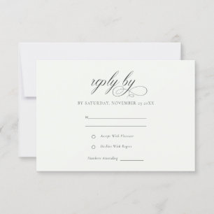Simple Elegant Script Black & White Wedding RSVP Card