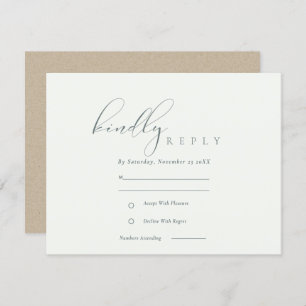 Simple Elegant Script Black & White Wedding RSVP Enclosure Card