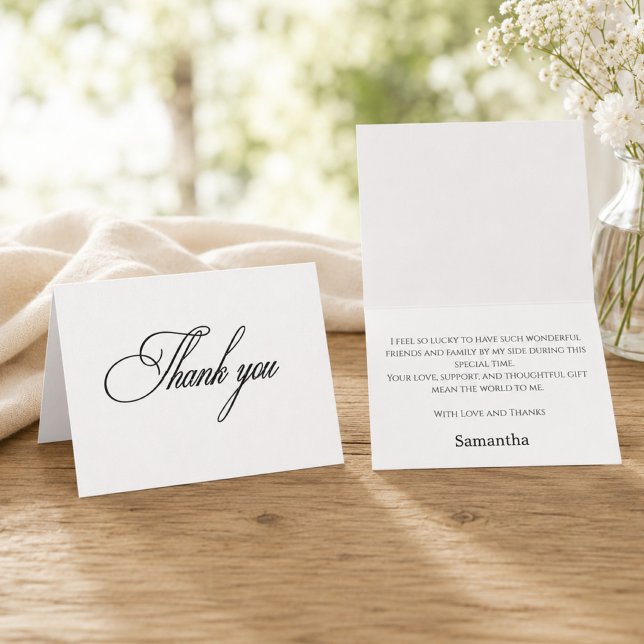Simple Elegant Script Bridal Shower Thank You  Card (Simple Elegant Script Bridal Shower Thank You Card)