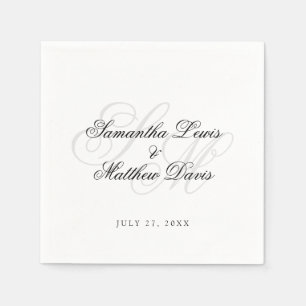 Simple Elegant Script Bride Groom Monogram Wedding Napkin