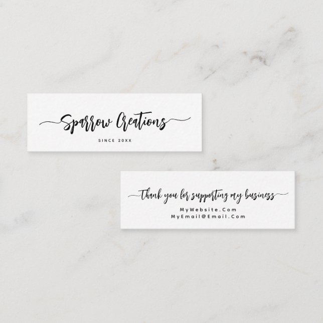 Simple Elegant Script Calligraphy Mini  Mini Business Card (Front/Back)