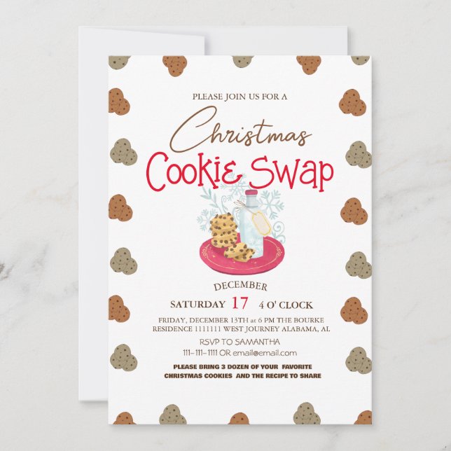 Simple Elegant Script Cookie swap Christmas Party  Invitation (Front)