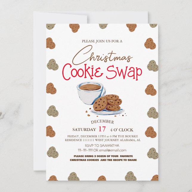 Simple Elegant Script Cookie swap Christmas Party  Invitation (Front)