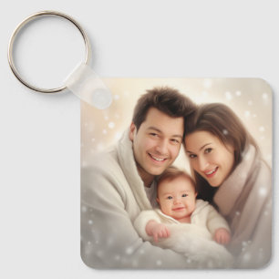Simple Elegant Script Couple Photo Keychain