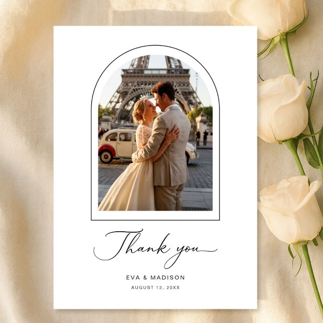 Simple Elegant Script Destination Wedding Photo Thank You Card (Creator Uploaded)
