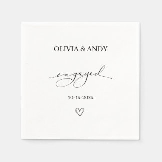 simple elegant script Engagement wedding favour Napkin
