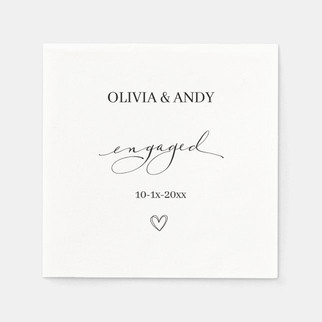 simple elegant script Engagement wedding favour  Napkin (Front)