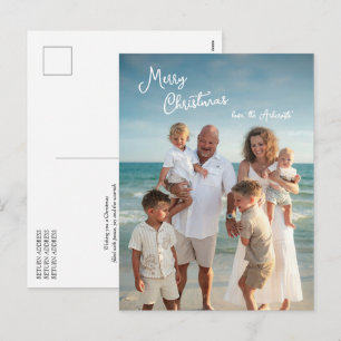 Simple Elegant Script Family Photo Christmas Holiday Postcard