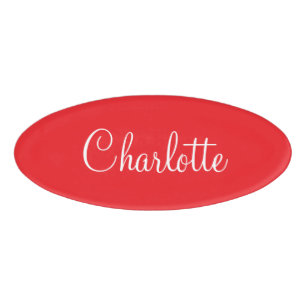 Simple Elegant Script First Name Red Business  Tag