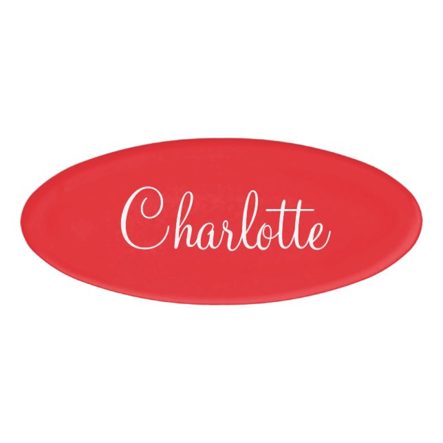Simple Elegant Script First Name Red Business  Tag (Front)