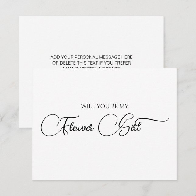 Simple Elegant Script Flower Girl Proposal Card  (Front/Back)