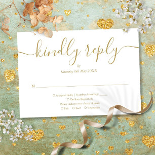 Simple Elegant Script Gold Meal Choice RSVP Card