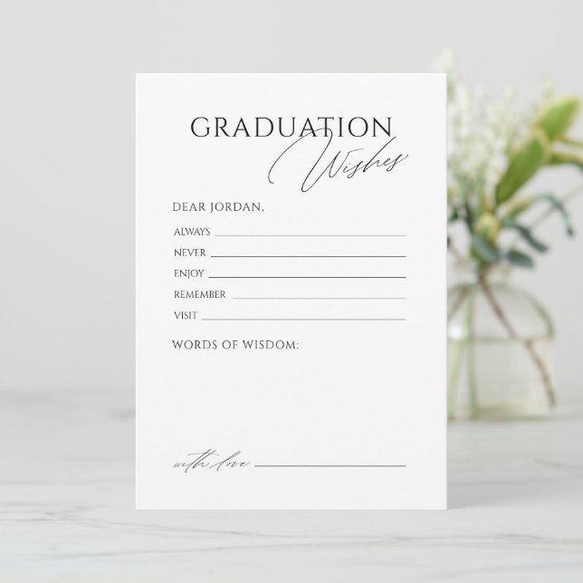 Simple Elegant Script Graduate advice & wishes Card (Standing Front)