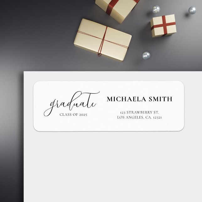 Simple Elegant Script Graduation Return Address Label (Creator Uploaded)