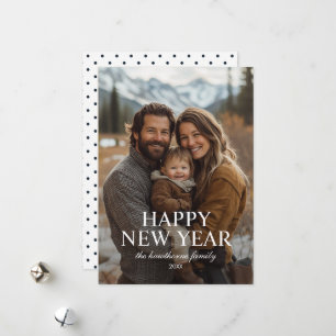 Simple Elegant Script Happy New Year Photo Holiday Card