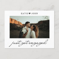 Simple Elegant Script Just Got Engaged Photo