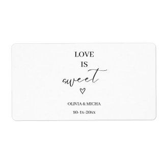 simple elegant script Love is sweet wedding favour