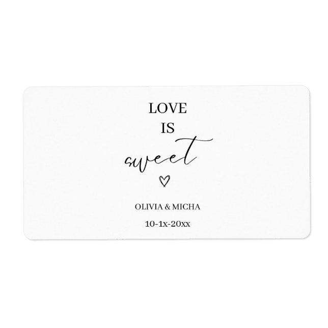 simple elegant script Love is sweet wedding favour (Front)