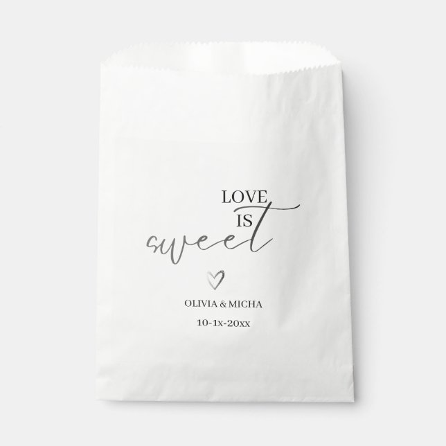 simple elegant script Love is sweet wedding favour Bag (Front)