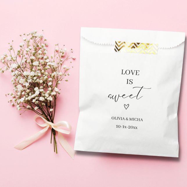 simple elegant script Love is sweet wedding favour Bag (Creator Uploaded)