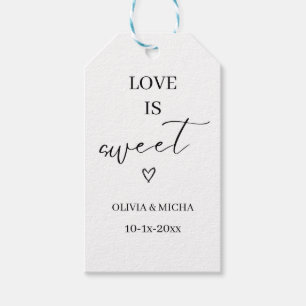 simple elegant script Love is sweet wedding favour Gift Tags