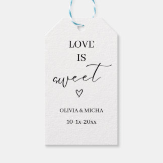 simple elegant script Love is sweet wedding favour Gift Tags