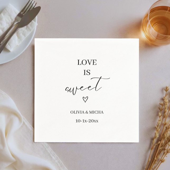 simple elegant script Love is sweet wedding favour Napkin (Creator Uploaded)