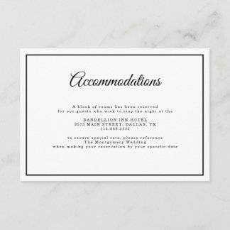 Simple Elegant Script Minimal White Wedding Detail Enclosure Card