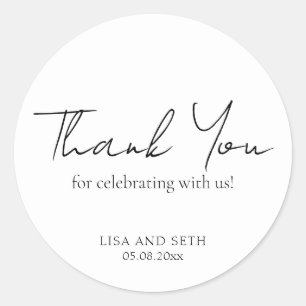 Simple Elegant Script Minimalist Classic Wedding Classic Round Sticker