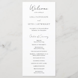 Simple Elegant Script Minimalist Classic Wedding Program