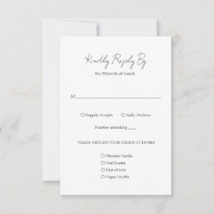 Simple Elegant Script Minimalist Classic Wedding RSVP Card