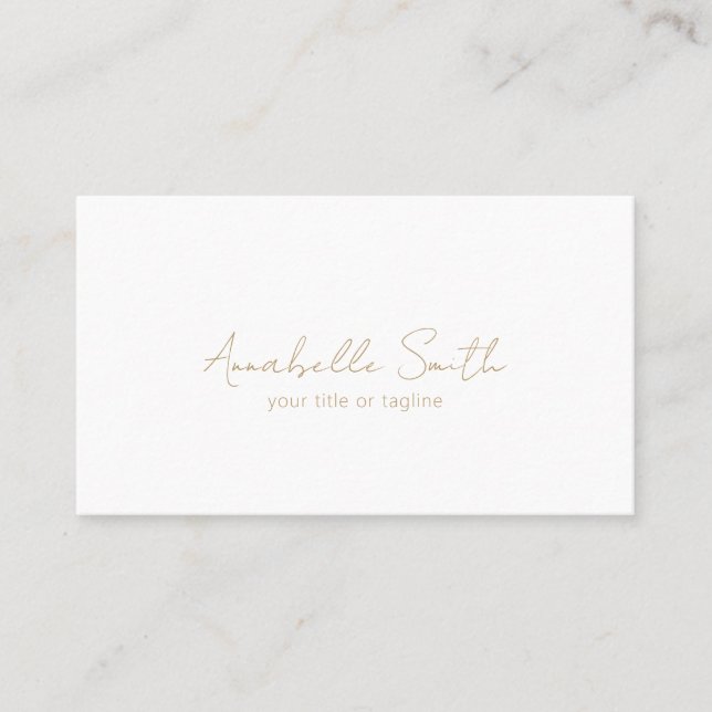 Simple Elegant Script Minimalist Gold Modern Business Card (Front)