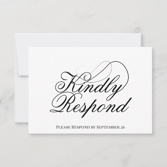 Simple Elegant Script Minimalist Wedding RSVP Card (Front)