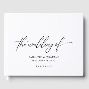 Simple Elegant Script Modern Minimalist Wedding Guest Book