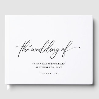 Simple Elegant Script Modern Minimalist Wedding Guest Book