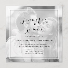 Simple Elegant Script Modern Photo Wedding Invitation