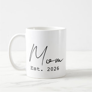 Simple Elegant Script New Mum Established 2026 Coffee Mug