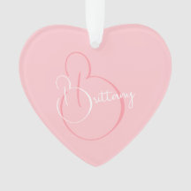 Simple Elegant Script Personalised Pink Heart