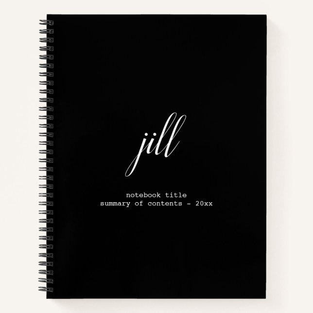 Simple Elegant Script Personalised Spiral Notebook (Front)