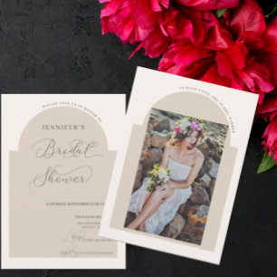 Simple Elegant Script Photo Bridal Shower Invitation