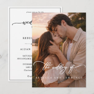 Simple Elegant Script Photo Budget Wedding Invitation