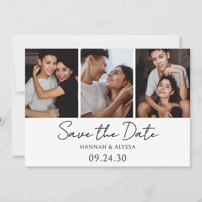 Simple Elegant Script Photo LGBTQ Save The Date (Front)