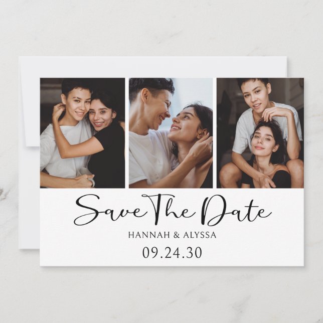 Simple Elegant Script Photo LGBTQ Save The Date (Front)