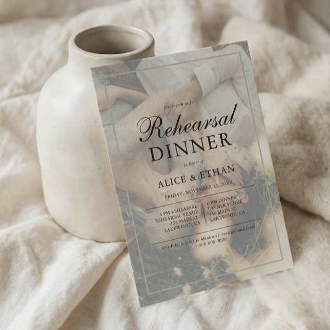 Simple Elegant Script Photo Rehearsal Dinner Invitation (Creator Uploaded)