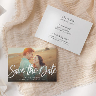 Simple Elegant Script Photo Save The Date Card