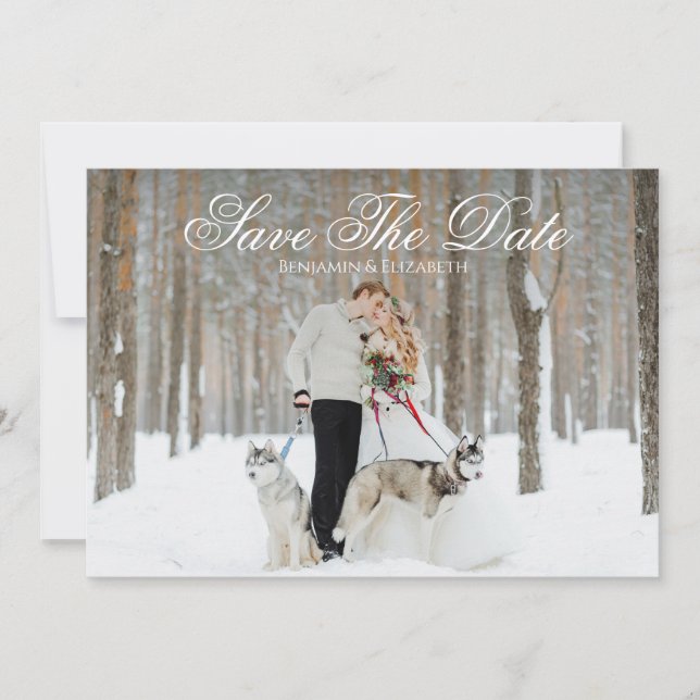 Simple Elegant Script Photo Save The Date Invitation (Front)