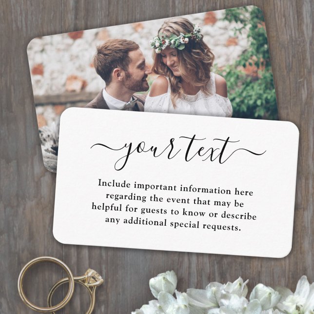 Simple Elegant Script & Photo Wedding Details Enclosure Card (Creator Uploaded)