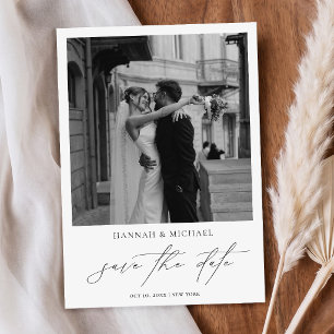 Simple Elegant Script Photo Wedding Save the Date
