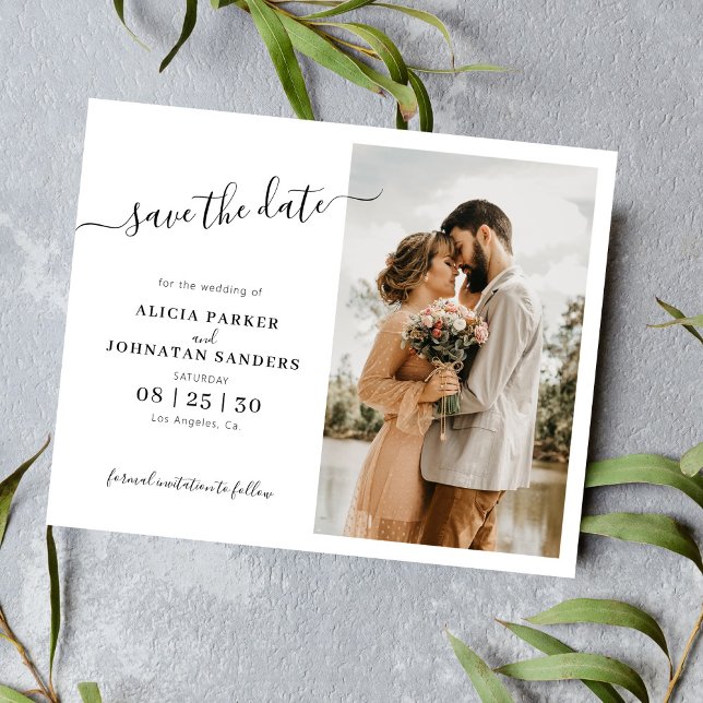 Simple elegant script photo wedding save the date (Creator Uploaded)