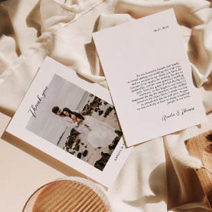 Simple Elegant Script Photo Wedding Thank You Card